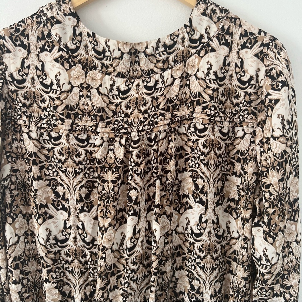 Anthropologie Boho Rabbit Floral Blouse – Smocked Waist M - Picture 6 of 14